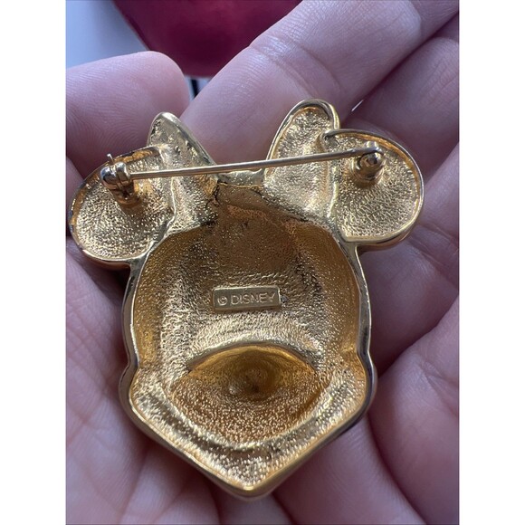 Vintage Minnie Mouse Brooch Pin Disney Gold Tone Large 2 Inches Signed RARE - Picture 4 of 7